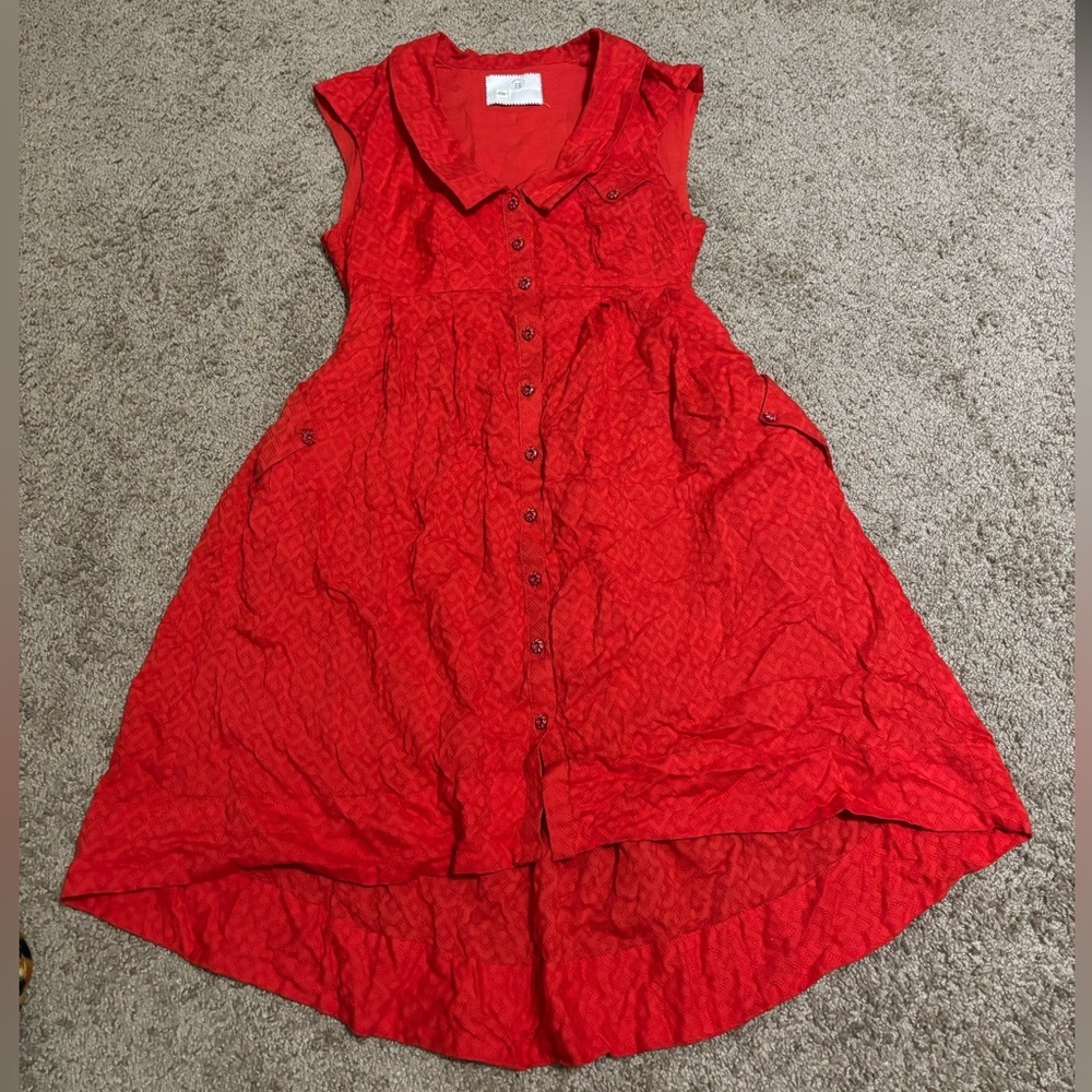 Postmark Anthropologie Four Corners high-low collared dress Size 2 100% cotton